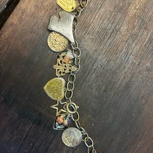 Vintage Antique Gold and Silver Charm Bracelet